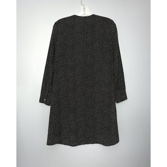 J Crew Dress Womens XXS Black White Polka Dot Long Sleeve Button Down Front - Picture 2 of 11